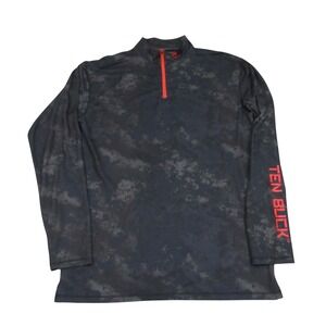 Ten Buck Mens Quarter Zip Performance Shirt Large Digital Camo Black Orange L
